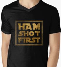 Ham Shot First - Gold Men's V-Neck T-Shirt