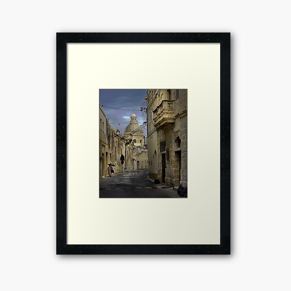 Siggiewi Malta --- Walking in the Rain Framed Art Print