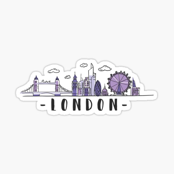 Aperçu de l'œuvre London Skyline. Royaume-Uni, Grande-Bretagne Hand Drawn créée et vendue par RajaGraphica.