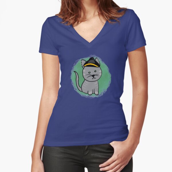Revolutionary Cat Fitted V-Neck T-Shirt