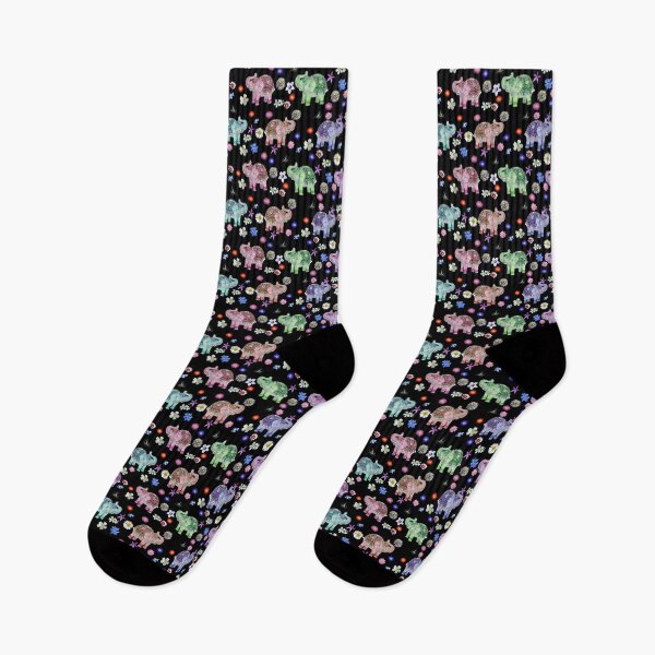 Item preview, Elephants and Flowers on Black designed and sold by STHogan.