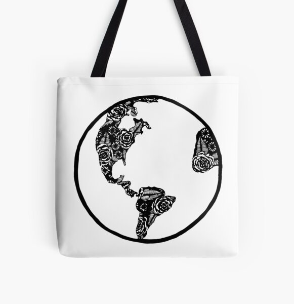 Earth in Florals All Over Print Tote Bag