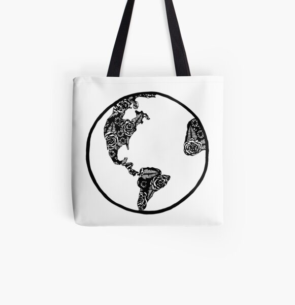 Earth in Florals All Over Print Tote Bag