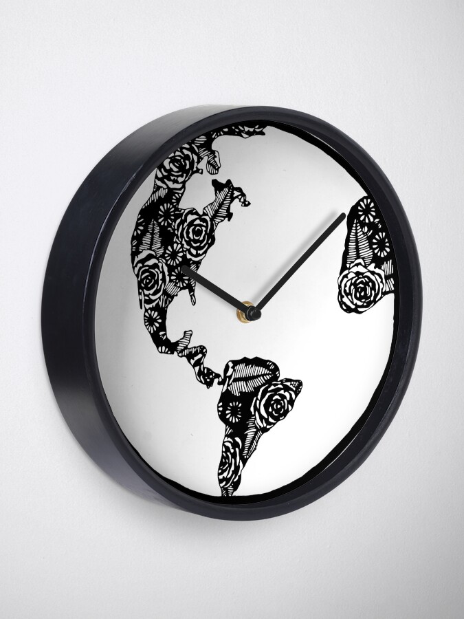 Alternate view of Earth in Florals Clock