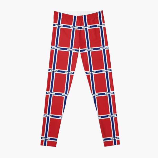 Norwegian Flag with Name of Norway Leggings