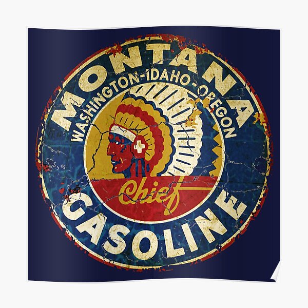 Vintage Montana gasoline USA Poster