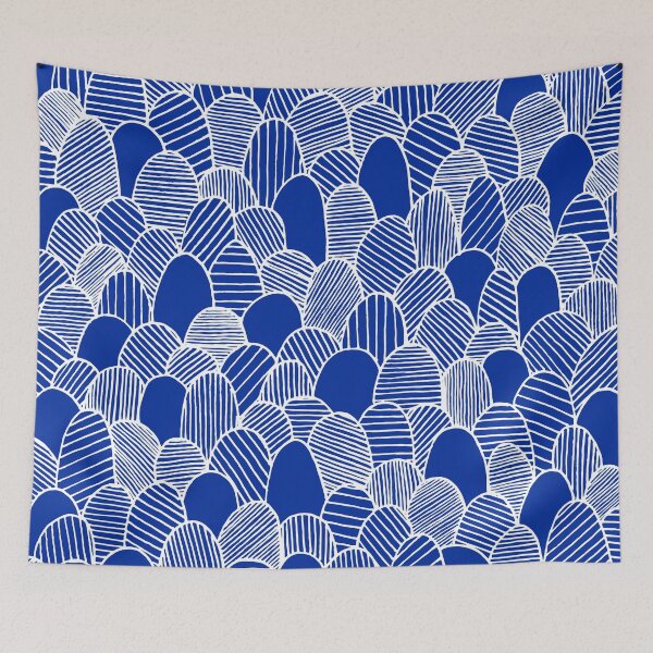 Item preview, Striped Scallops - White on Blue designed and sold by Sally Cummings.