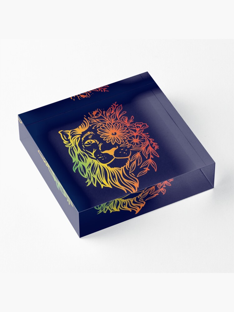 Alternate view of Floral lion head Acrylic Block