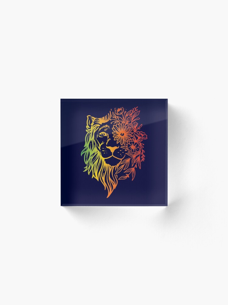 Alternate view of Floral lion head Acrylic Block