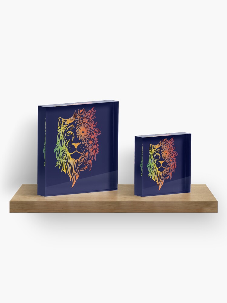 Alternate view of Floral lion head Acrylic Block