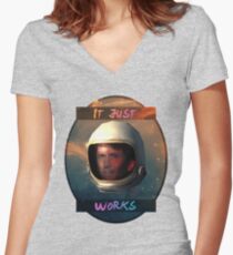 Todd Howard in Space just works Women's Fitted V-Neck T-Shirt