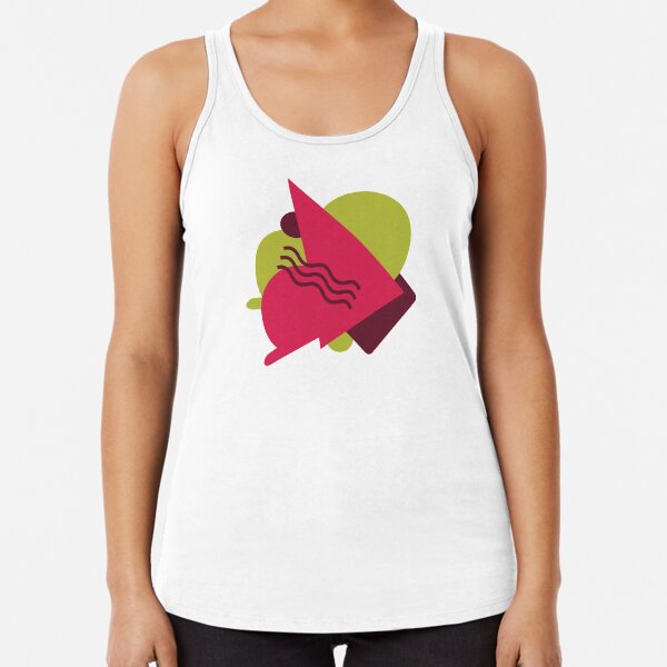 Green Pink Geo Style Racerback Tank Top