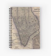 Cuaderno de espiral Vintage NYC and Brooklyn Map (1847)