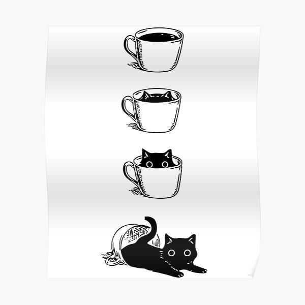 Black Cat Coffee For Readers Or Cat Lovers Poster By Artdesignfun Redbubble