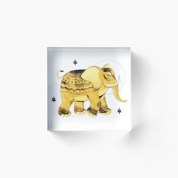 Golden Elephant Acrylic Block