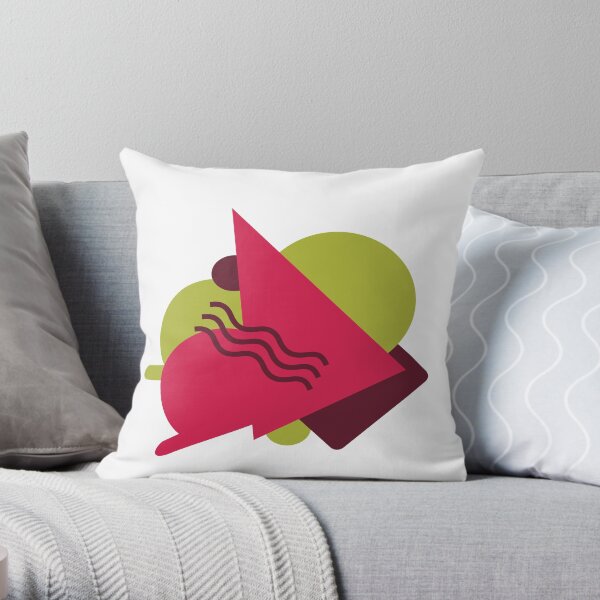 Green Pink Geo Style Throw Pillow