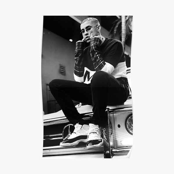 Bad Bunny Negro Blanco Póster