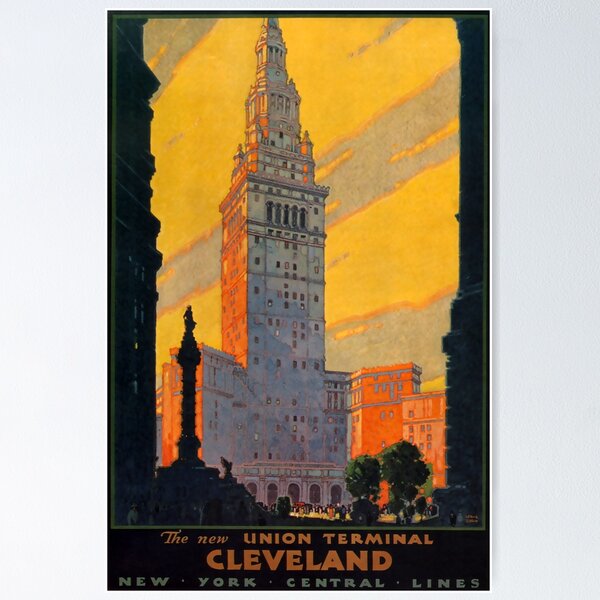 Item preview, Union Terminal Cleveland vintage travel poster designed and sold by stickart-marek.