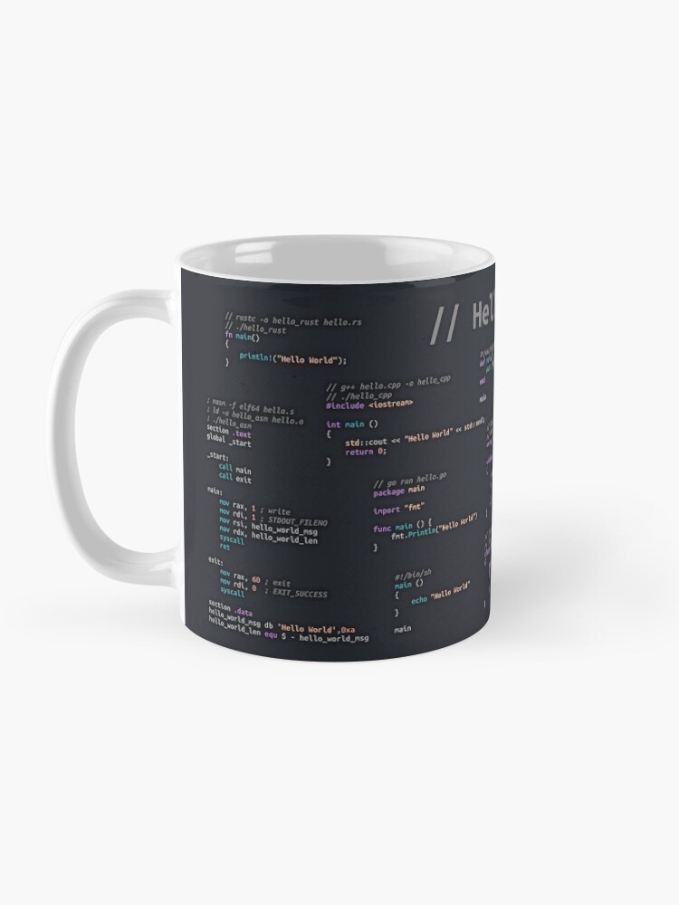 Thumbnail 3 of 6, Coffee Mug, Hello World (Dark Theme) designed and sold by astrellon.