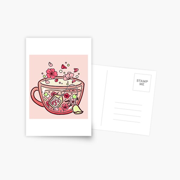 Glass Sakura Tea Postcard