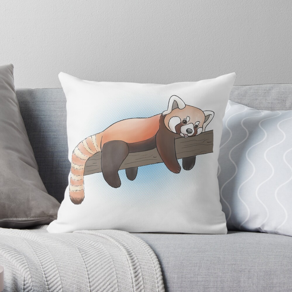 Red Panda On A Limb Throw Pillow