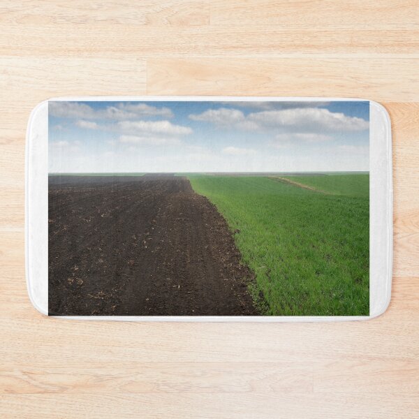 Item preview, green wheat  and plowed fields in spring landscape designed and sold by goceris.