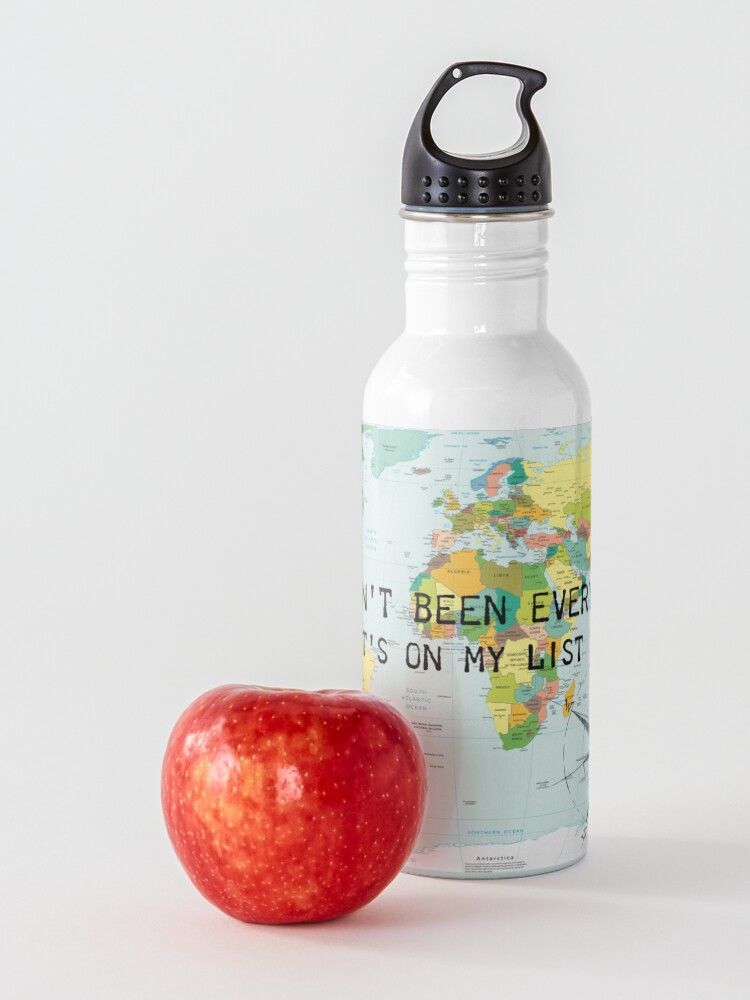 Alternate view of I haven't been everywhere but it's on my list - travel quote Water Bottle