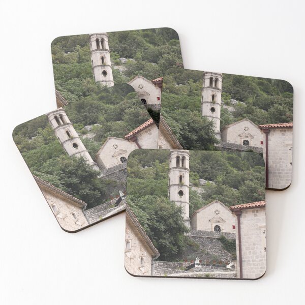 Item preview, old stone houses and stone church tower Perast town Montenegro designed and sold by goceris.