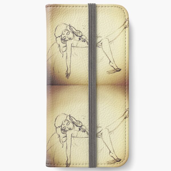 Sleeping Pocket Fairy Sketch iPhone Wallet