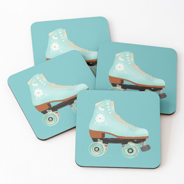 Retro green pastel roller skate Coasters (Set of 4)