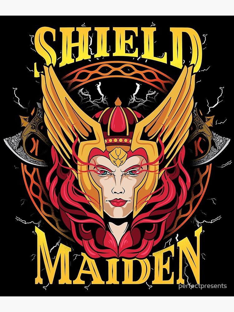 Shield Maiden Norse Mythology Female Warrior Poster By Perfectpresents Redbubble 