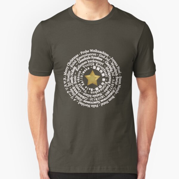 Merry Christmas Different Languages - White design Slim Fit T-Shirt