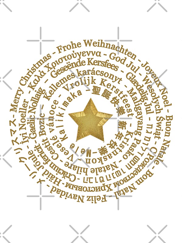 "Merry Christmas in Different Languages - Gold design" Stickers by ...