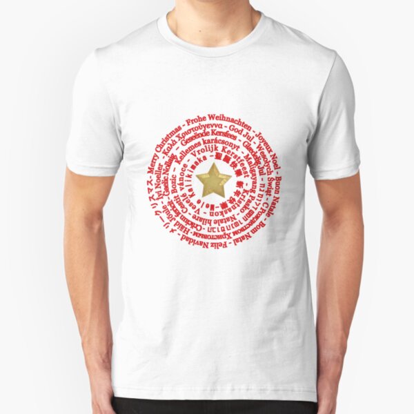Merry Christmas in Different Languages Slim Fit T-Shirt