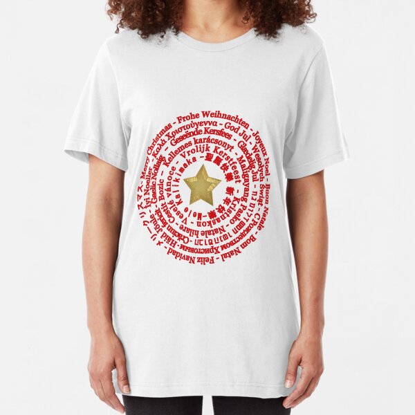 Merry Christmas in Different Languages Slim Fit T-Shirt