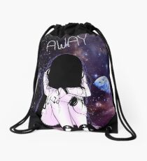Anime Sad girl gone away on the Moon Drawstring Bag