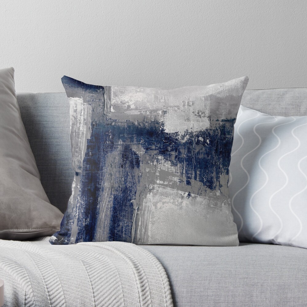 blue gray abstract Throw Pillow