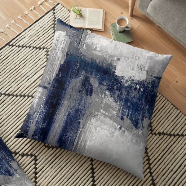 blue gray abstract Floor Pillow