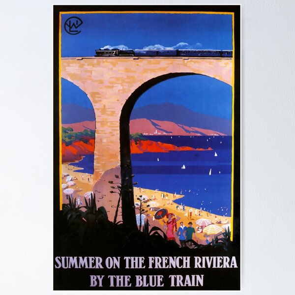 Item preview, Summer on the french riviera vintage travel poster designed and sold by stickart-marek.