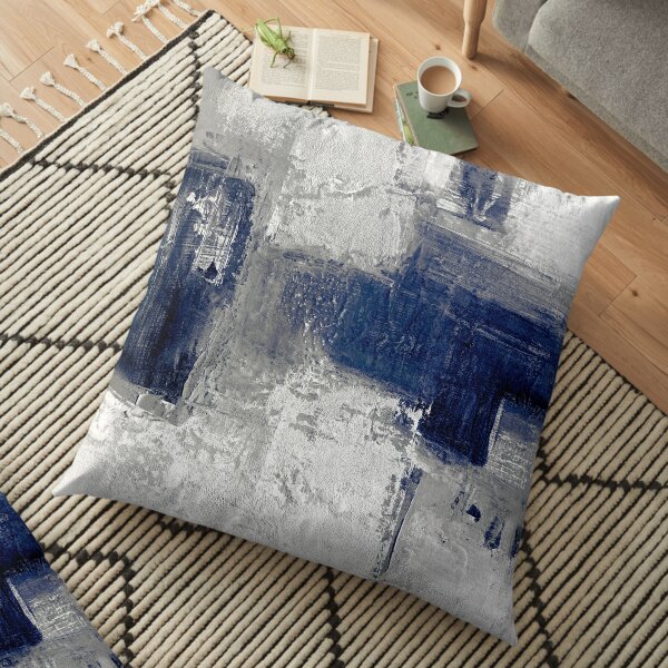 Blue gray abstract Floor Pillow