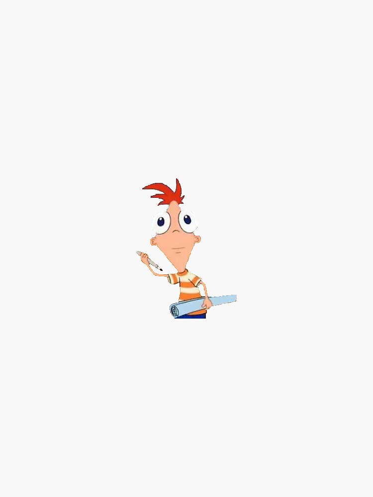  phineas looking forward sticker by mysenpaiisramen redbubble