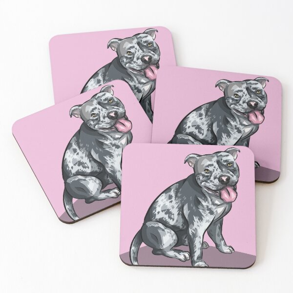 Item preview, American Bully | Merle | Cute Cartoon Dog Art | Pink Background designed and sold by shirinsart.