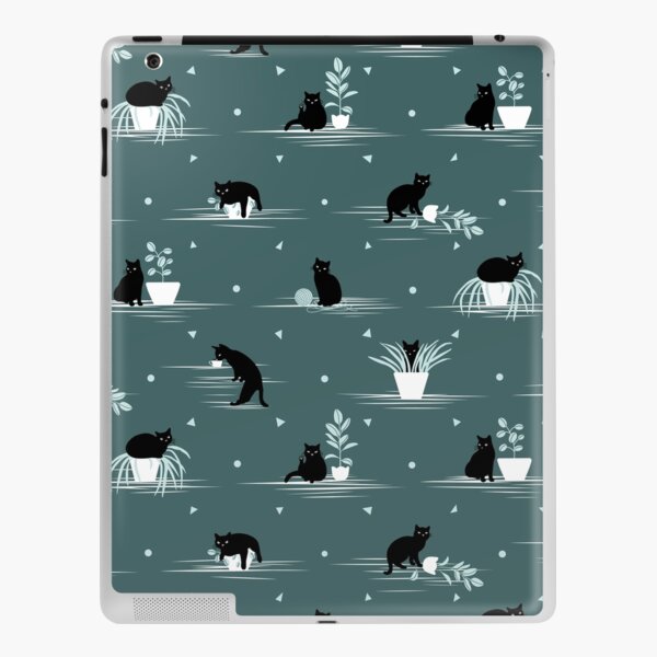 When the Black Cat is Alone at Home (Dark Green) iPad Skin