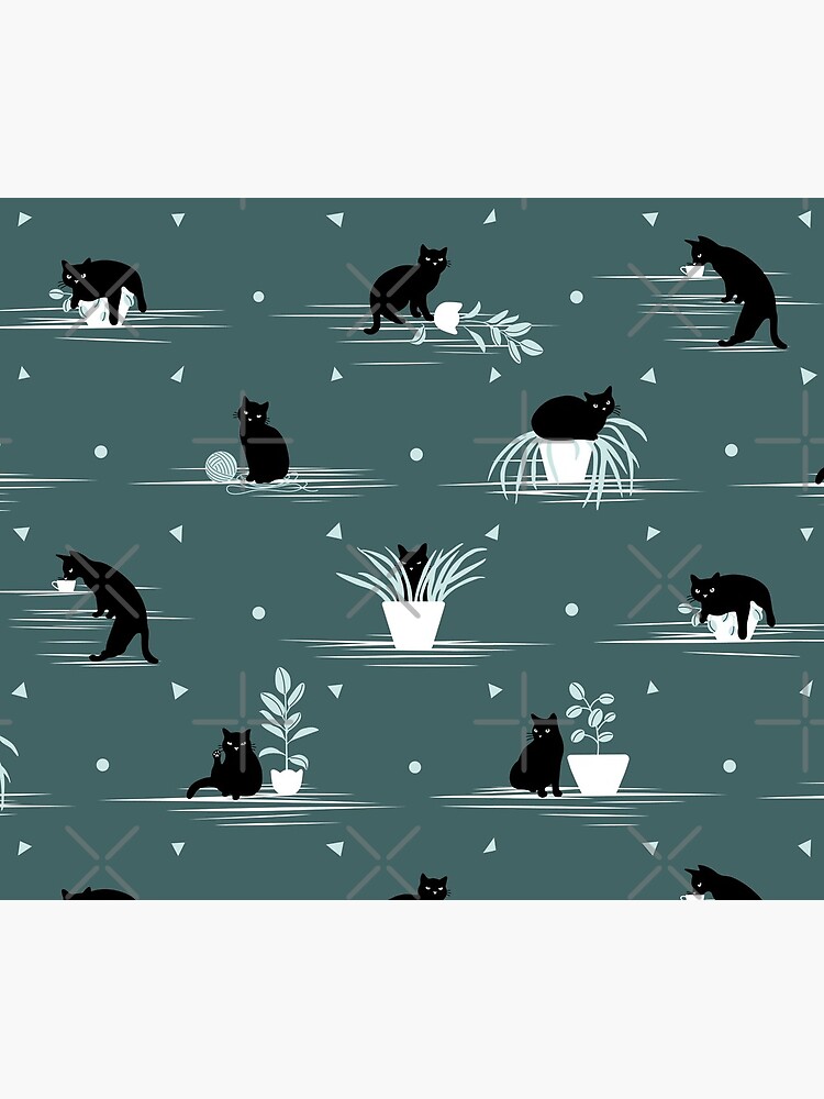 When the Black Cat is Alone at Home (Dark Green) by runcatrun