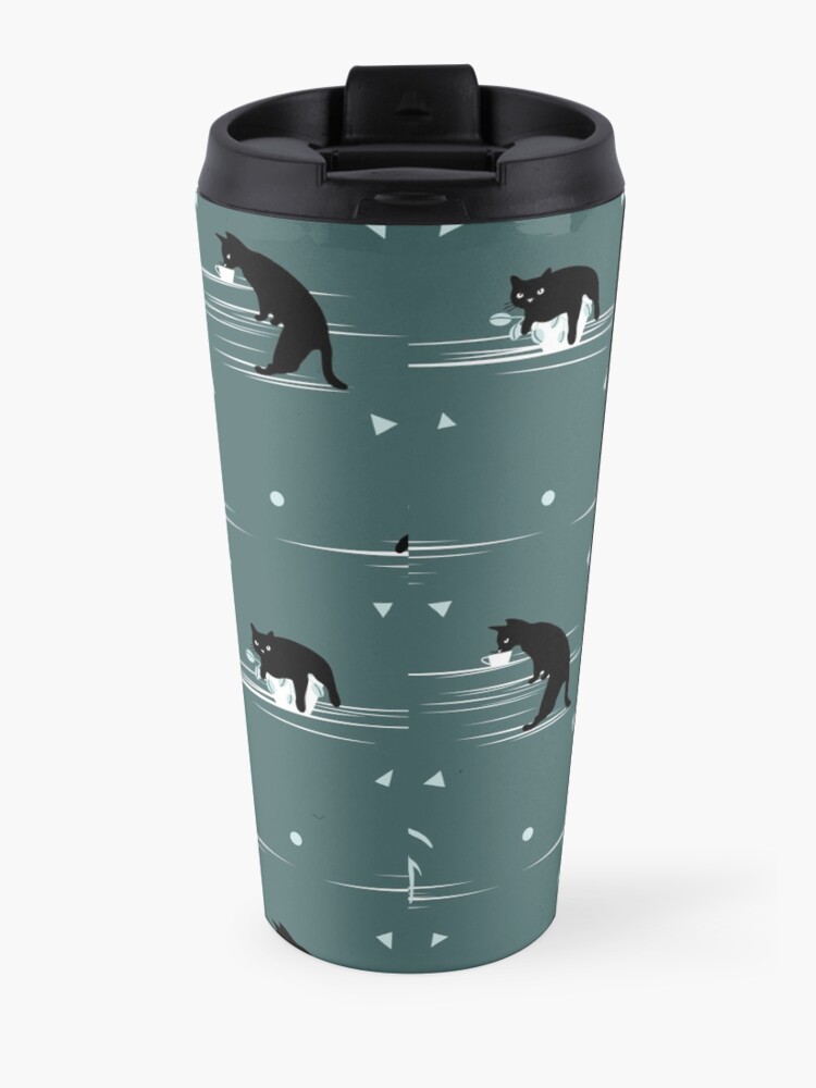 Alternate view of When the Black Cat is Alone at Home (Dark Green) Travel Mug