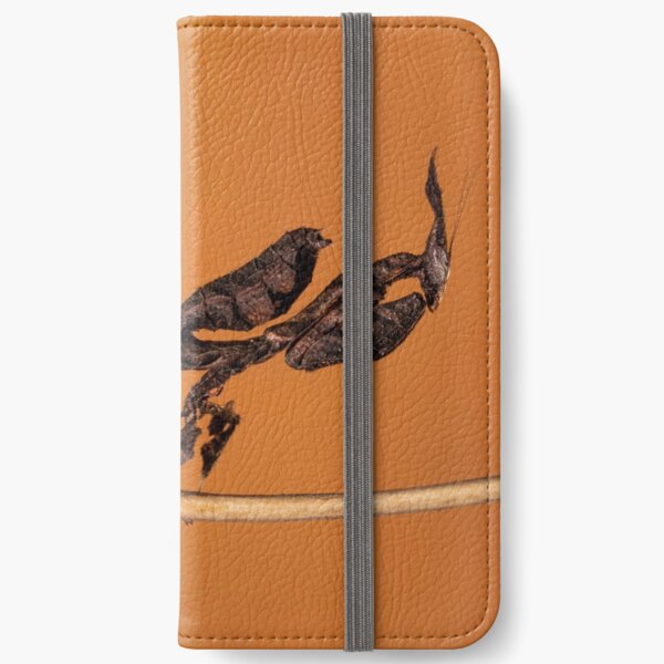 Ghost mantis against orange iPhone Wallet
