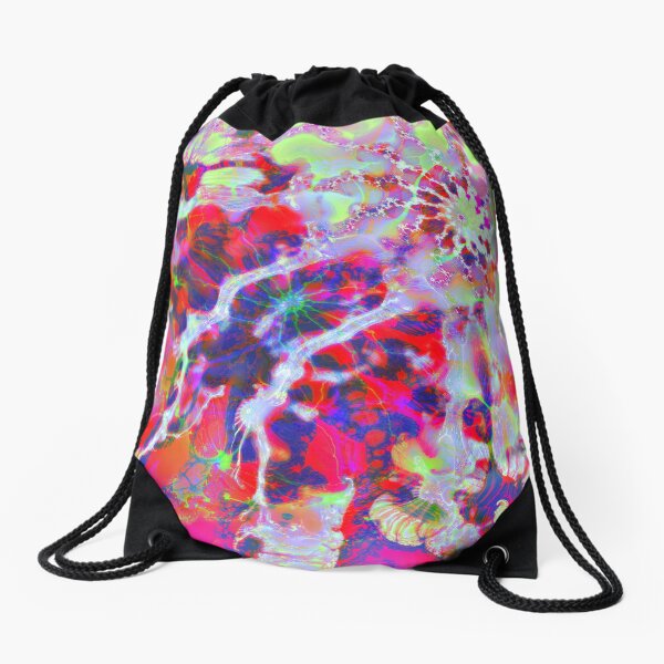 Fractalize Crimson Drawstring Bag