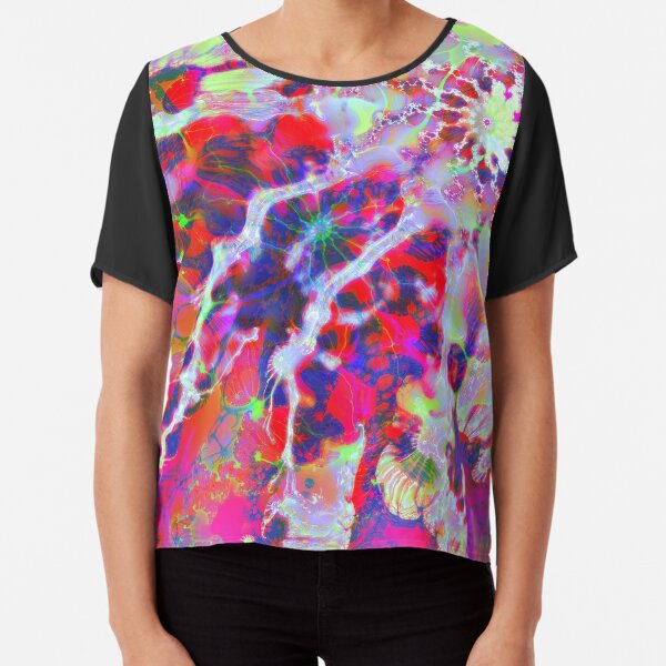 Fractalize Crimson Chiffon Top