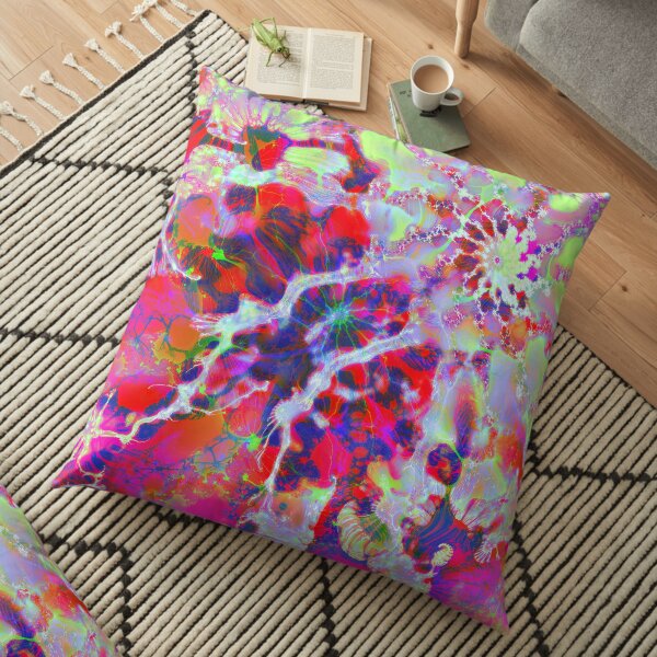 Fractalize Crimson Floor Pillow