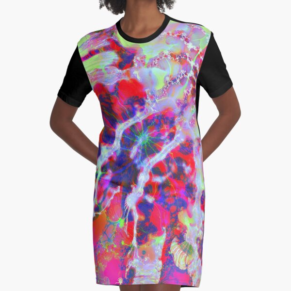 Fractalize Crimson Graphic T-Shirt Dress
